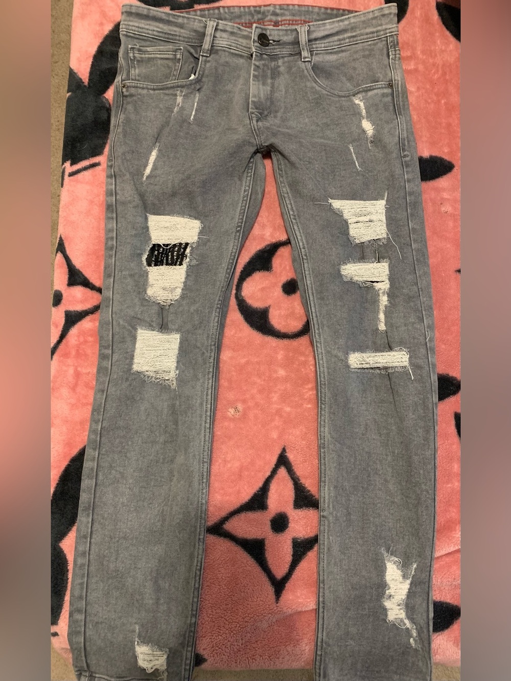 Armani Jeans Men's Gray Distressed Skinny Jeans (Made in Italy)